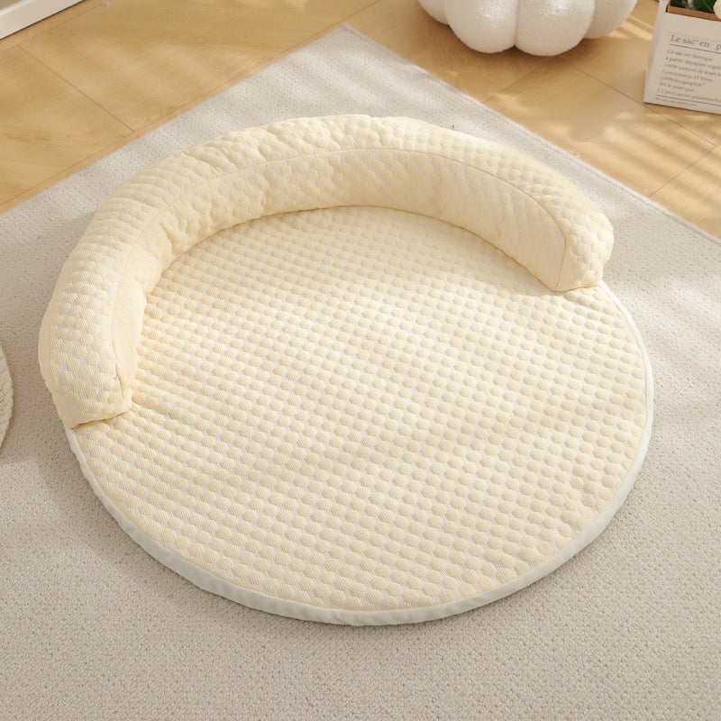 KFX-7560765 Cool Summer Breathable Pet Mat - Available in Round Blue, Beige, Pink, Green, and Gray (50CM to 110CM)