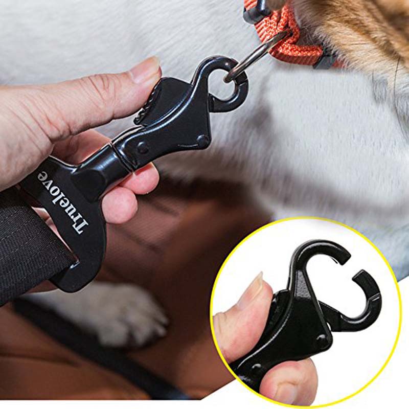 KFX-7561533 Pet Safety Buckle for Car - Aluminum Holder, Sturdy and Easy to Use, Black, 12.5x7x1.5cm