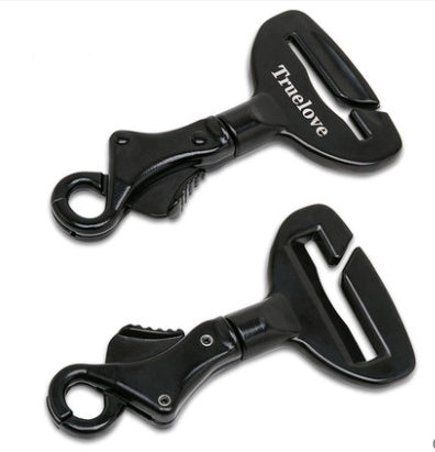 KFX-7561533 Pet Safety Buckle for Car - Aluminum Holder, Sturdy and Easy to Use, Black, 12.5x7x1.5cm