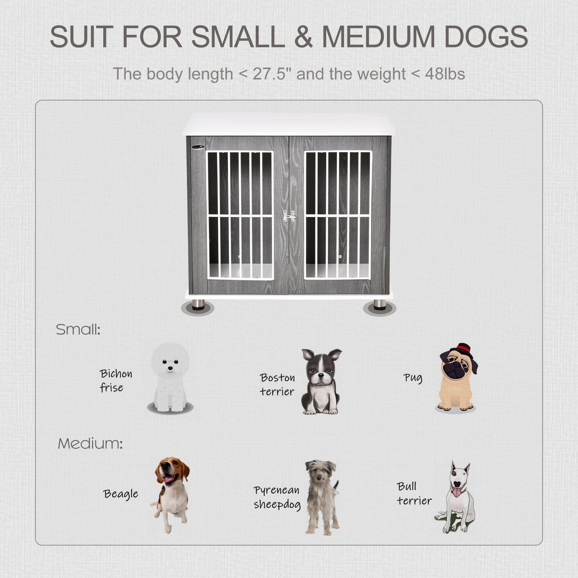 KFX-7562557 Two-in-One Dog Crate and End Table for Small to Medium Pets, Stylish Wooden Design with Lockable Door and Ventilated Windows