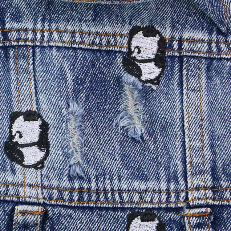 KFX-7563453 Ripped Panda Embroidered Denim Vest for Dogs in Various Sizes