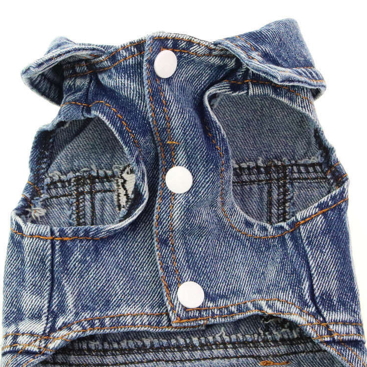 KFX-7563453 Ripped Panda Embroidered Denim Vest for Dogs in Various Sizes
