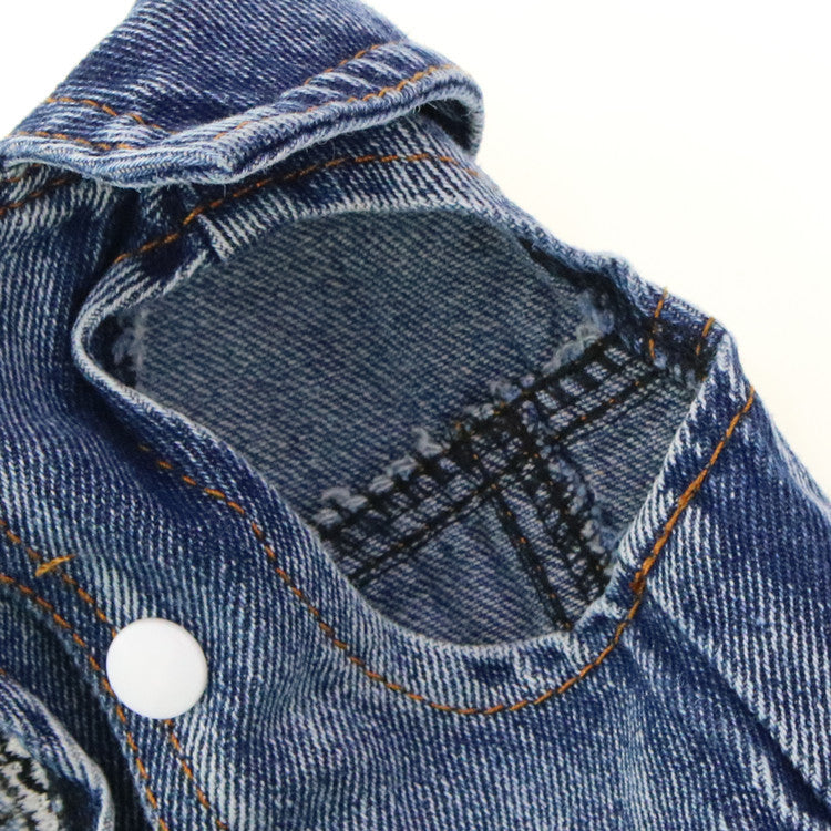 KFX-7563453 Ripped Panda Embroidered Denim Vest for Dogs in Various Sizes