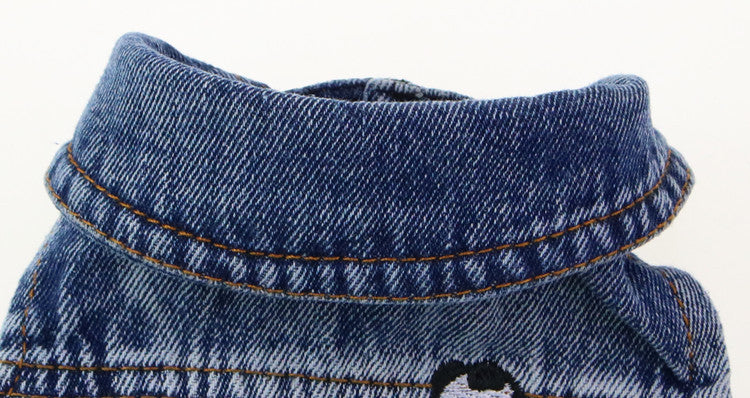 KFX-7563453 Ripped Panda Embroidered Denim Vest for Dogs in Various Sizes