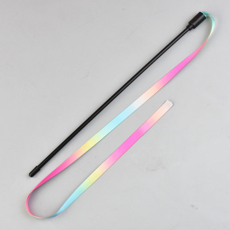 KFX-7566141 Interactive Cat Teaser Wand with Colorful Ribbon for Engaging Playtime and Exercise