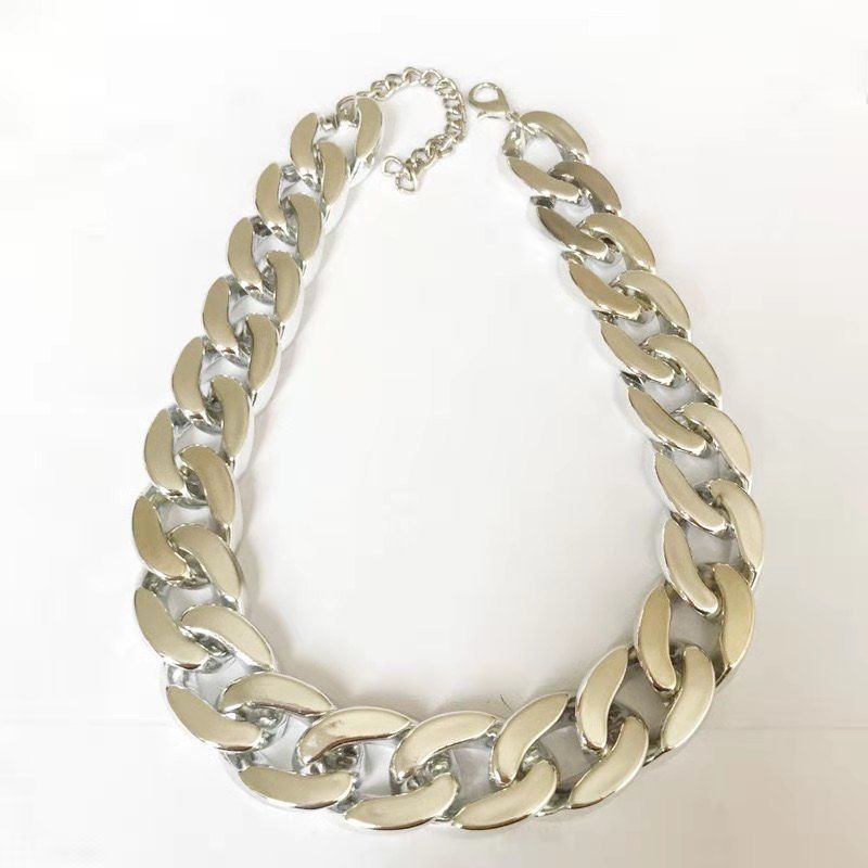 KFX-7566653 Plastic Gold and Platinum Big Chain Necklace for Pets - S, M, L Sizes Available