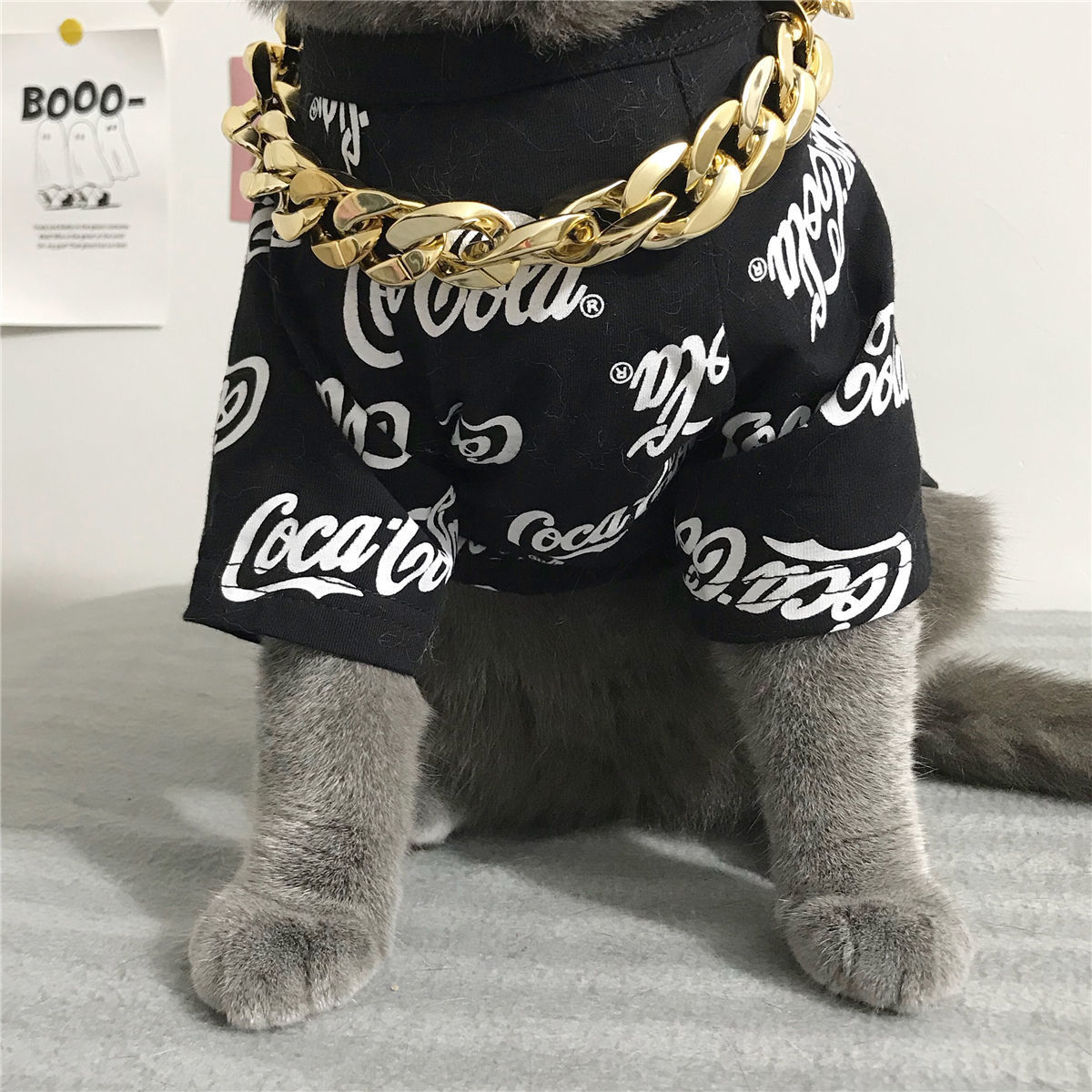 KFX-7566653 Plastic Gold and Platinum Big Chain Necklace for Pets - S, M, L Sizes Available
