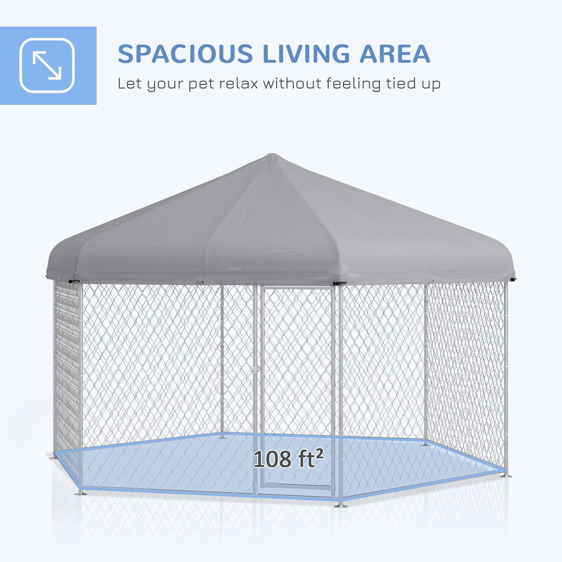 KFX-7568317 Large Dog Kennel with Waterproof Canopy and Lockable Door for Outdoor Use