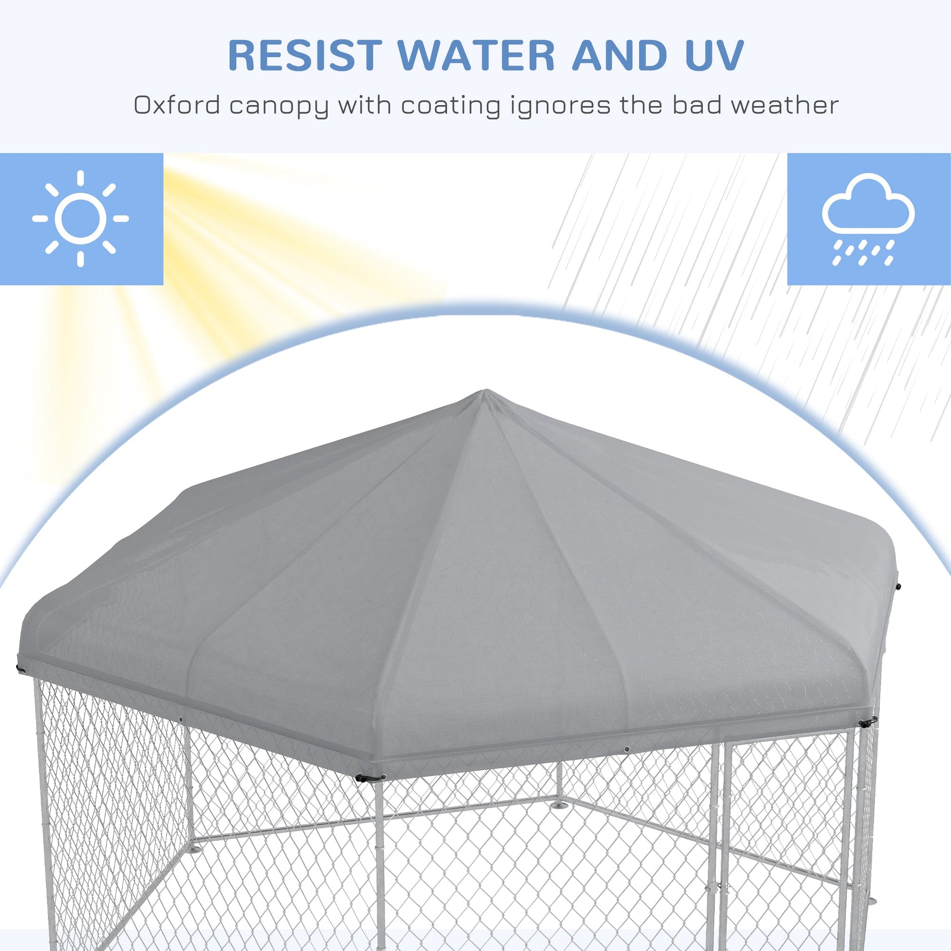 KFX-7568317 Large Dog Kennel with Waterproof Canopy and Lockable Door for Outdoor Use