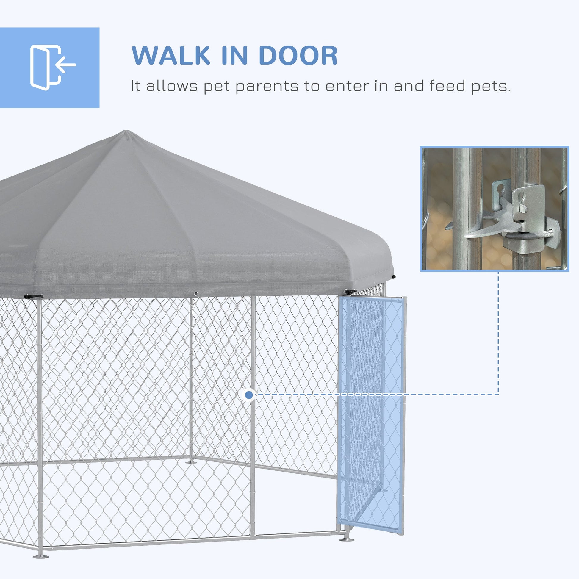 KFX-7568317 Large Dog Kennel with Waterproof Canopy and Lockable Door for Outdoor Use