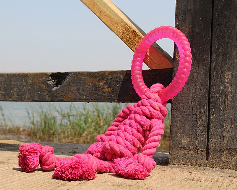 KFX-7569469 Interactive Knot Dog Toy - Hemp Rope & TPR Chewable, 45x30x4.6cm