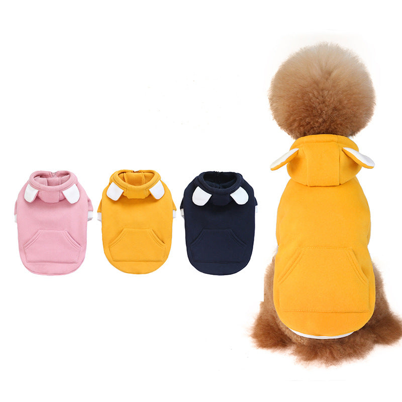 KFX-7569725 Cozy Cotton Dog Sweater in Yellow, Pink, and Blue - Warm and Comfortable for Pets