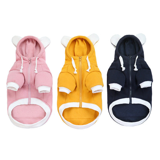 KFX-7569725 Cozy Cotton Dog Sweater in Yellow, Pink, and Blue - Warm and Comfortable for Pets