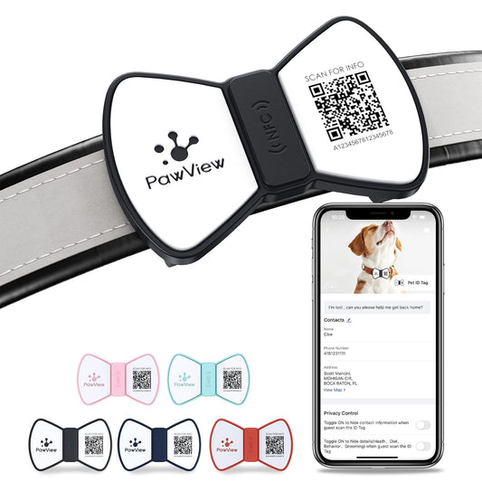 KFX-7572413 Silicone NFC Smart QR Code Pet ID Tag with Bowknot Decoration for Dogs and Cats