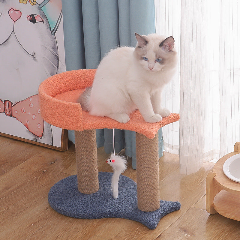 KFX-7573693 Plush Cat Jumping Platform Toy with Nest - Double Layer Diving Design