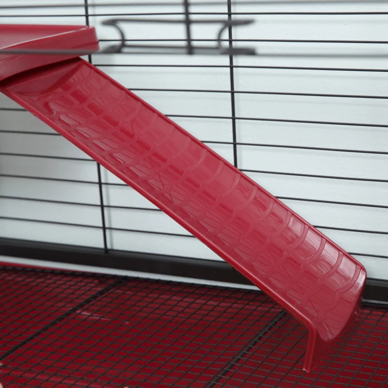 KFX-7574077 Mobile Multi-Level Small Animal Cage with Ramp and Feeder for Rabbits and Ferrets