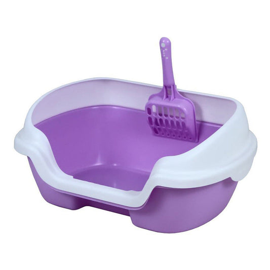 KFX-7575997 Semi-Enclosed Cat Litter Box - Plastic, 40cm Length x 30cm Width x 18cm Height