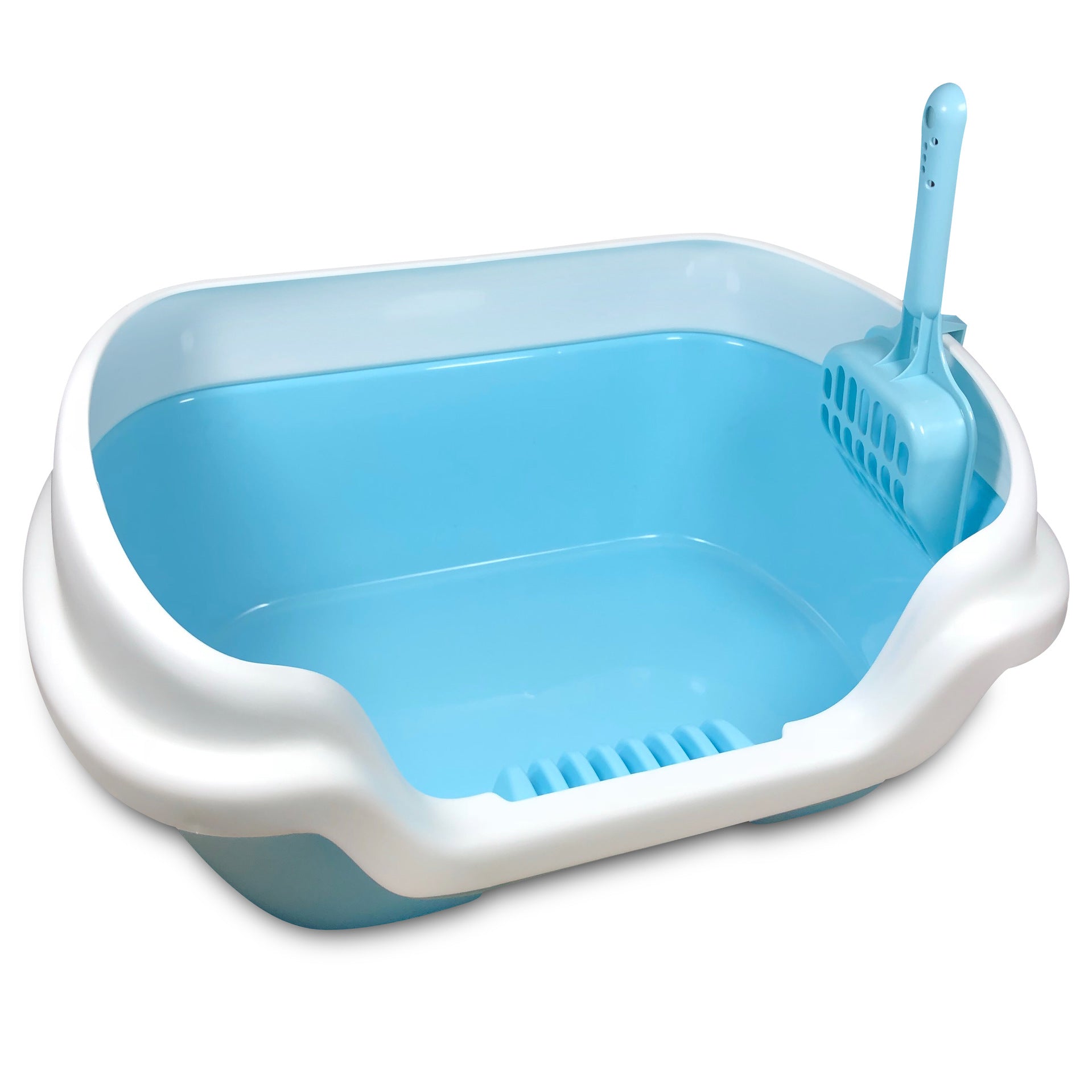 KFX-7575997 Semi-Enclosed Cat Litter Box - Plastic, 40cm Length x 30cm Width x 18cm Height