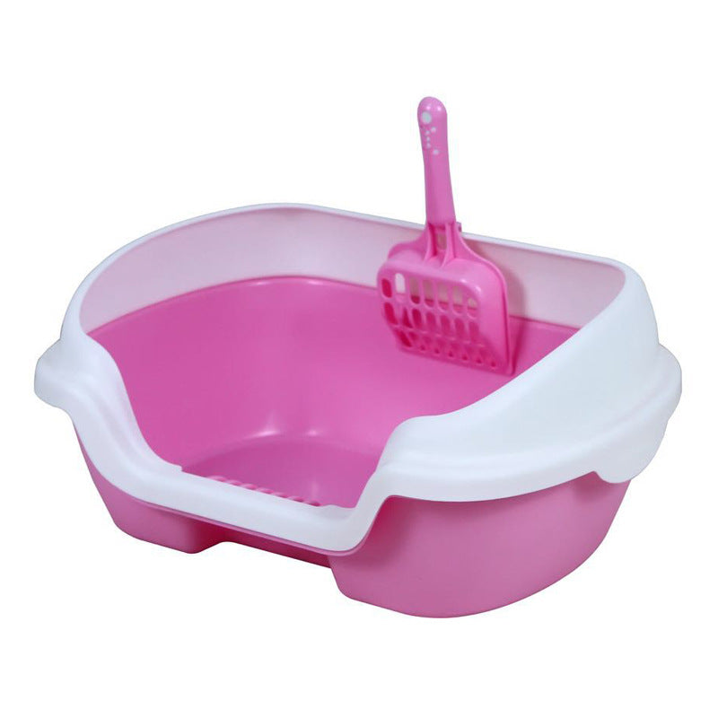 KFX-7575997 Semi-Enclosed Cat Litter Box - Plastic, 40cm Length x 30cm Width x 18cm Height