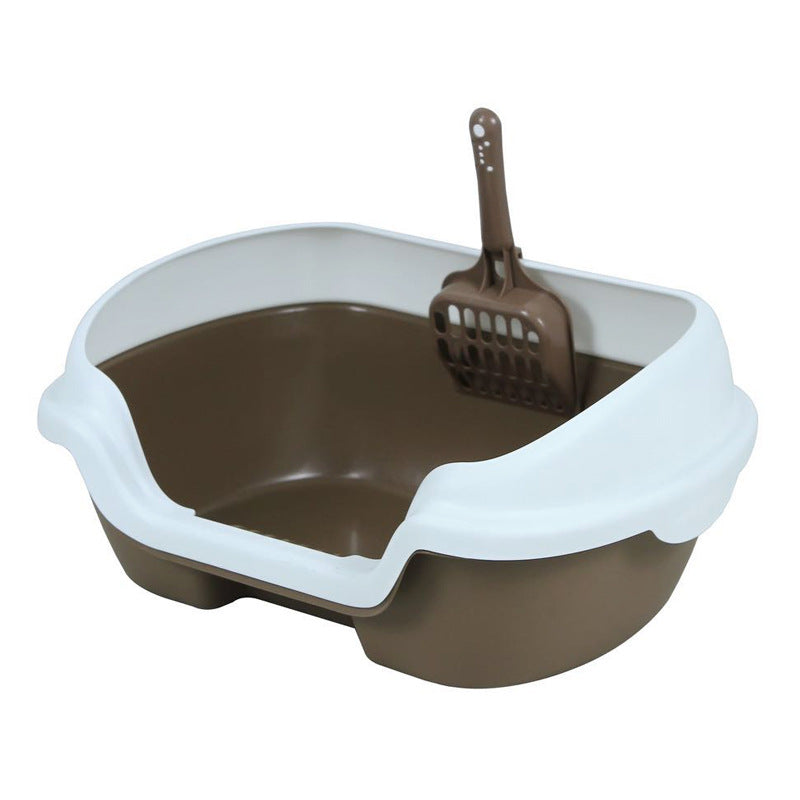 KFX-7575997 Semi-Enclosed Cat Litter Box - Plastic, 40cm Length x 30cm Width x 18cm Height