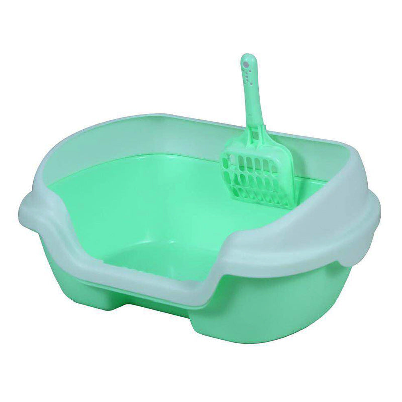 KFX-7575997 Semi-Enclosed Cat Litter Box - Plastic, 40cm Length x 30cm Width x 18cm Height