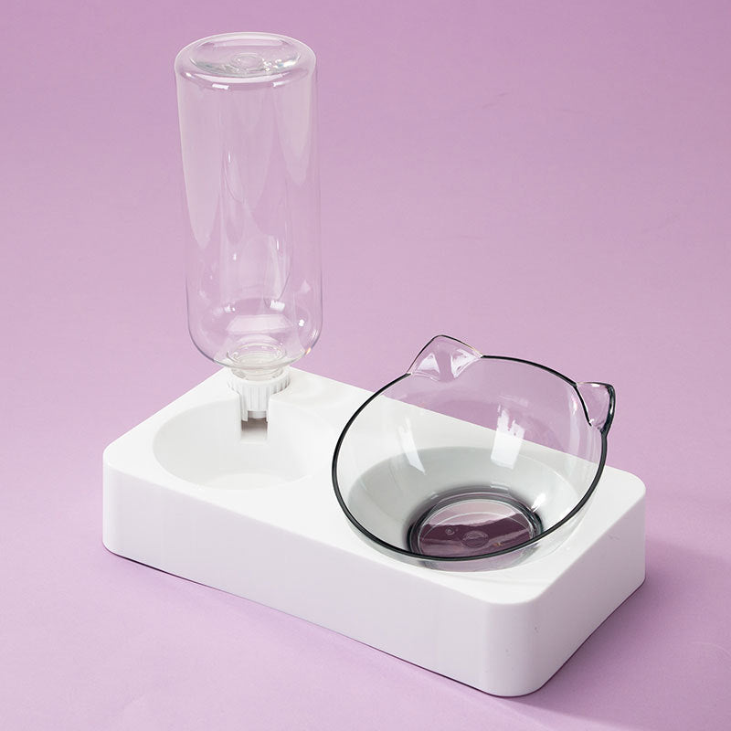 KFX-7576381 Double Bowl Automatic Pet Feeder with Water Dispenser - Rounded Design for Dogs and Cats in Multiple Colors