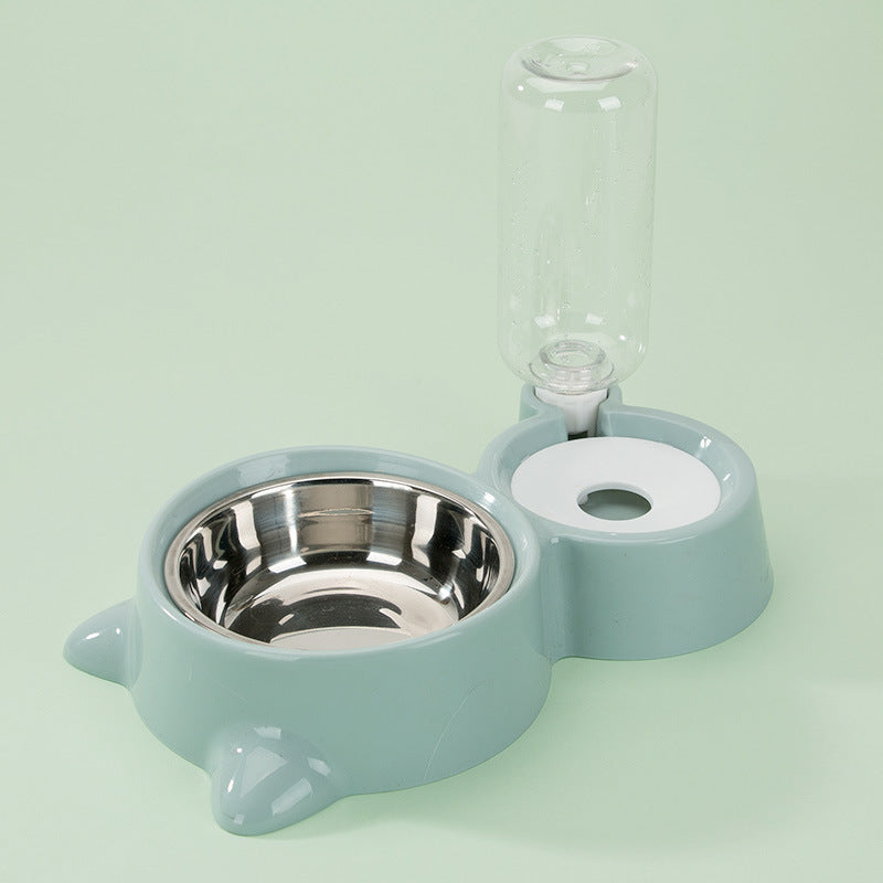 KFX-7576381 Double Bowl Automatic Pet Feeder with Water Dispenser - Rounded Design for Dogs and Cats in Multiple Colors