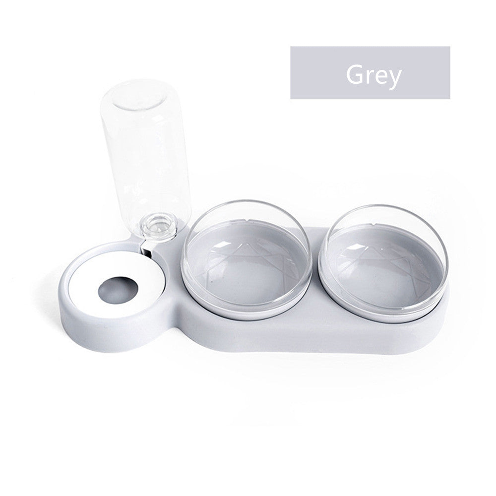 KFX-7576381 Double Bowl Automatic Pet Feeder with Water Dispenser - Rounded Design for Dogs and Cats in Multiple Colors