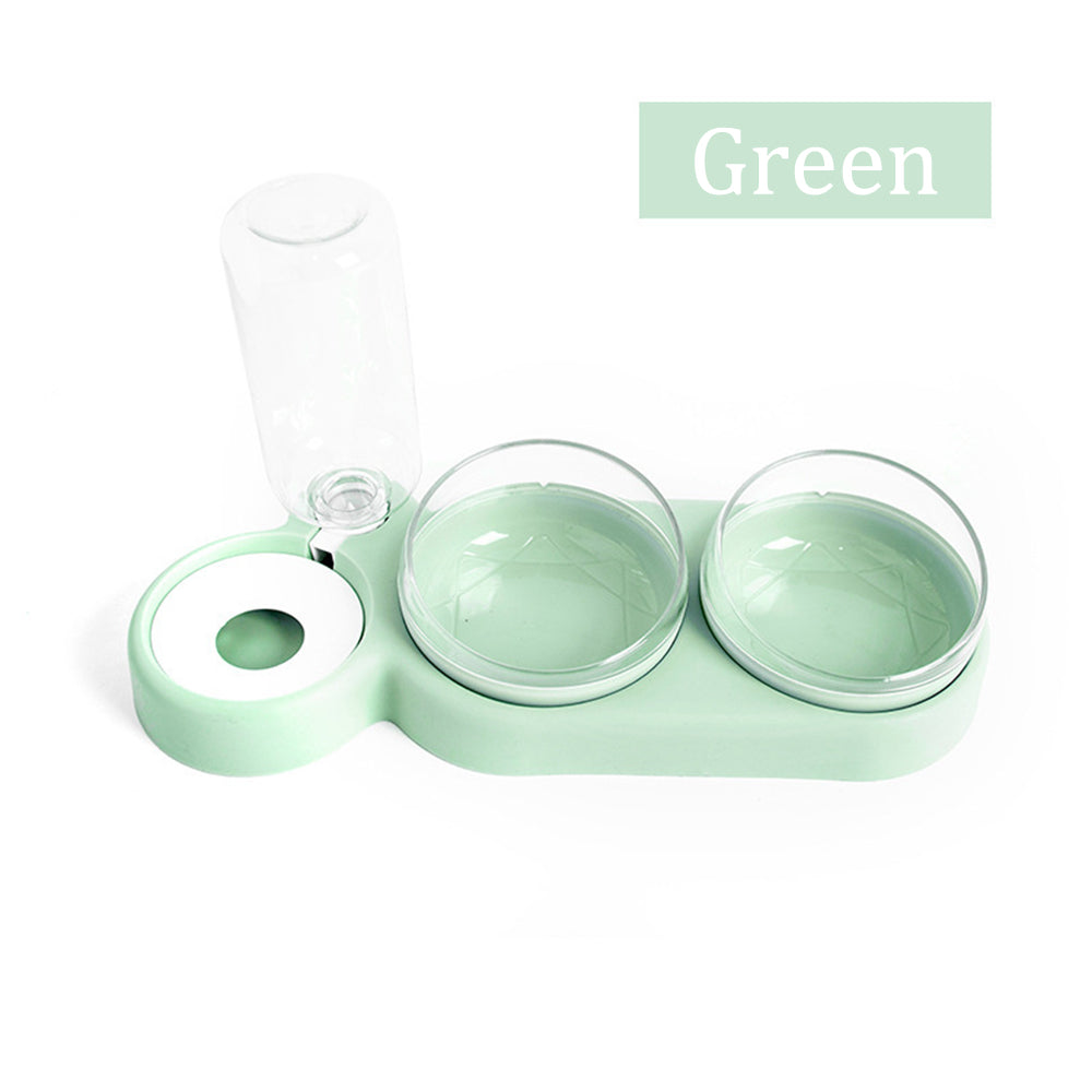 KFX-7576381 Double Bowl Automatic Pet Feeder with Water Dispenser - Rounded Design for Dogs and Cats in Multiple Colors