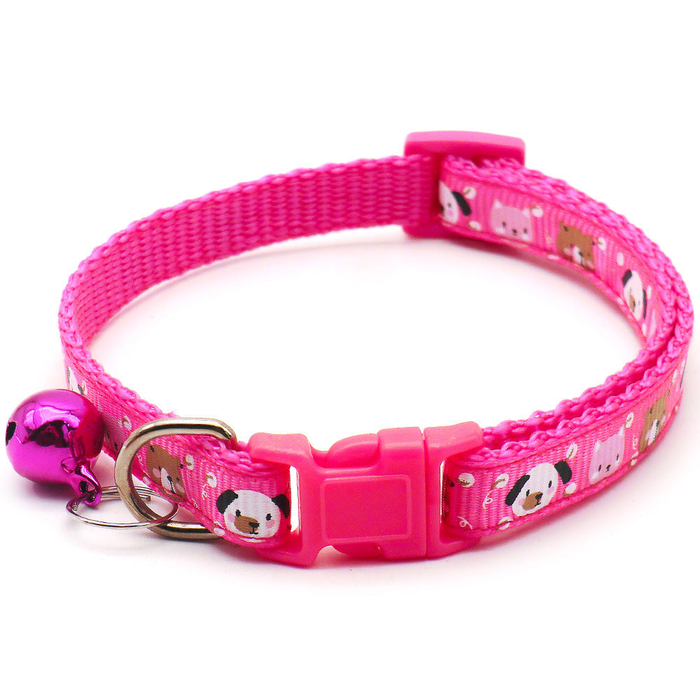 KFX-7578173 Cartoon Print Cat Collar with Bell - Adjustable 19-32cm, Lightweight, Multi-Color Options