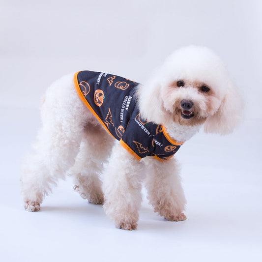 KFX-7578557 Pet Costume for Halloween - Cotton Cat Clothes in Black Bat, Magic Hat, and Pumpkin Head Designs (XS-XL)