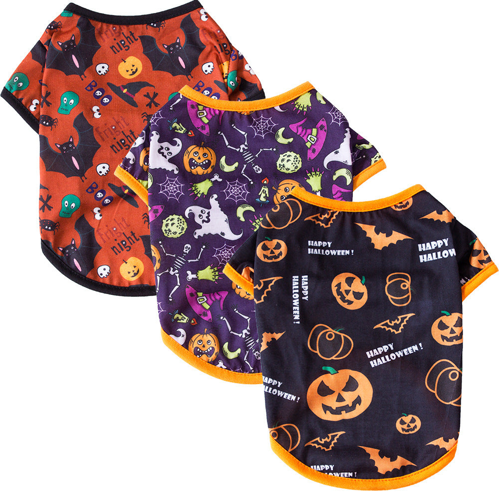KFX-7578557 Pet Costume for Halloween - Cotton Cat Clothes in Black Bat, Magic Hat, and Pumpkin Head Designs (XS-XL)