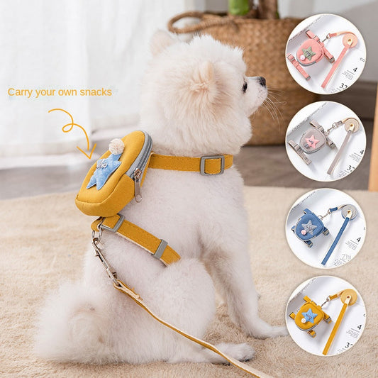 KFX-7579965 Stylish Polyester Dog Leash and Vest Harness Set in Multiple Star Colors