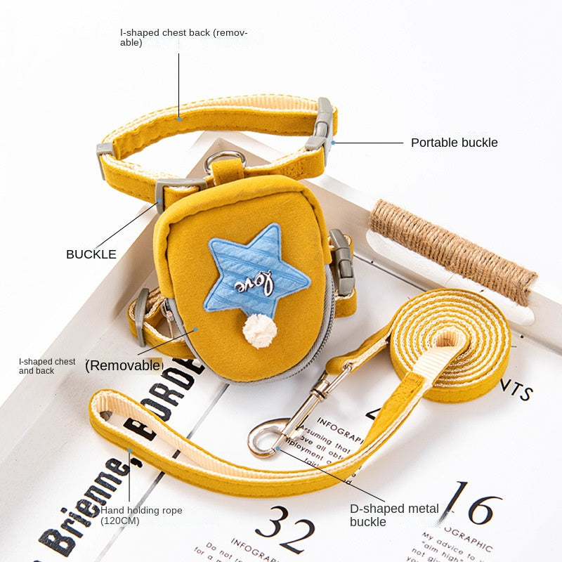 KFX-7579965 Stylish Polyester Dog Leash and Vest Harness Set in Multiple Star Colors
