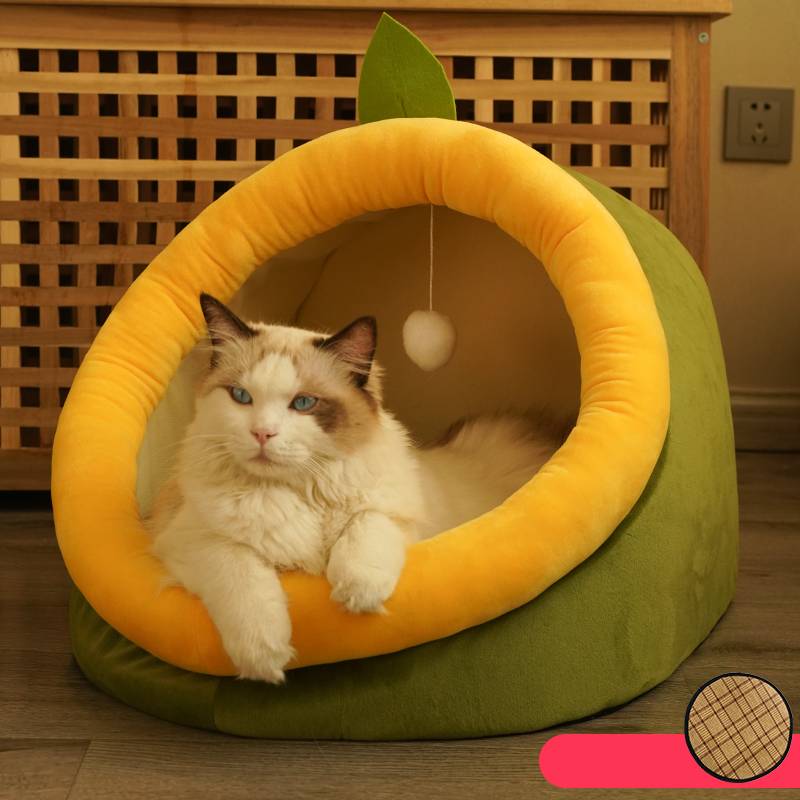 KFX-7580221 Cozy Semi-Enclosed Polar Fleece Cat Nest for Deep Sleep - Available in S, M, L Sizes