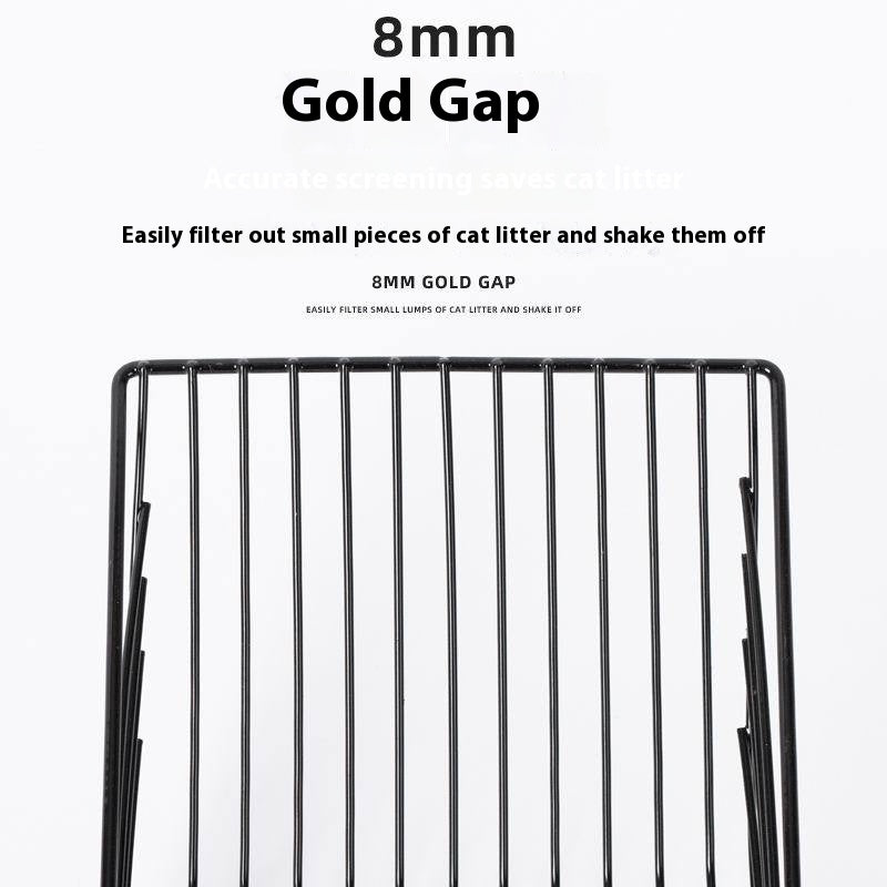 KFX-7581757 Durable Black Metal Cat Litter Scoop with 0.8cm Gap for Efficient Cleaning