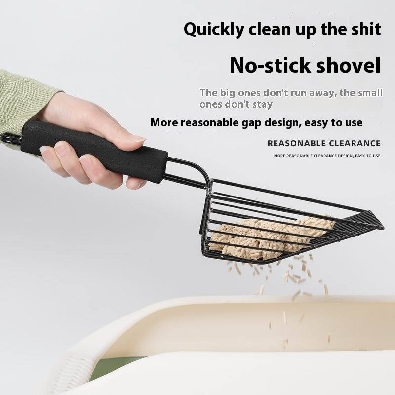 KFX-7581757 Durable Black Metal Cat Litter Scoop with 0.8cm Gap for Efficient Cleaning