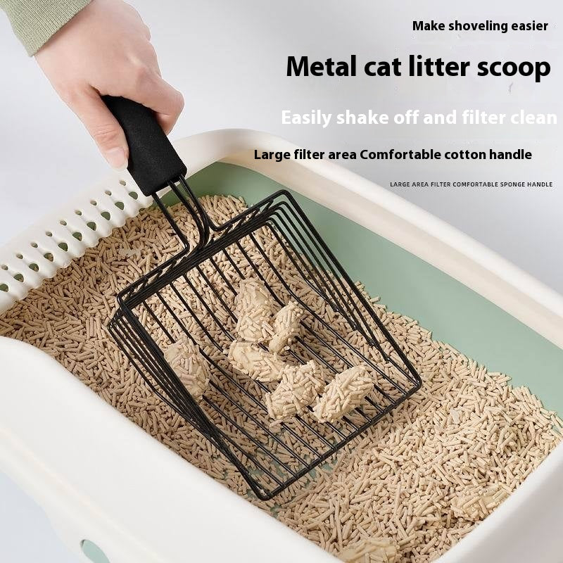 KFX-7581757 Durable Black Metal Cat Litter Scoop with 0.8cm Gap for Efficient Cleaning