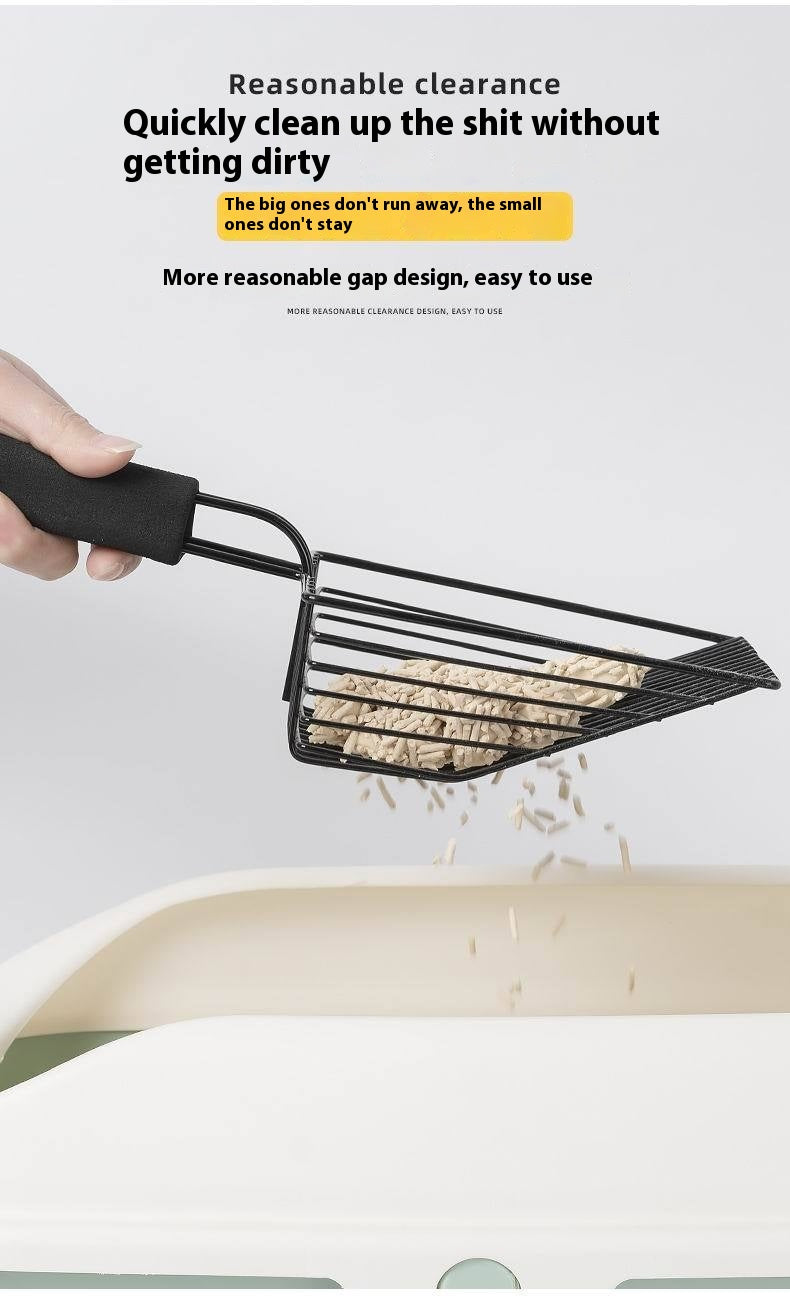KFX-7581757 Durable Black Metal Cat Litter Scoop with 0.8cm Gap for Efficient Cleaning