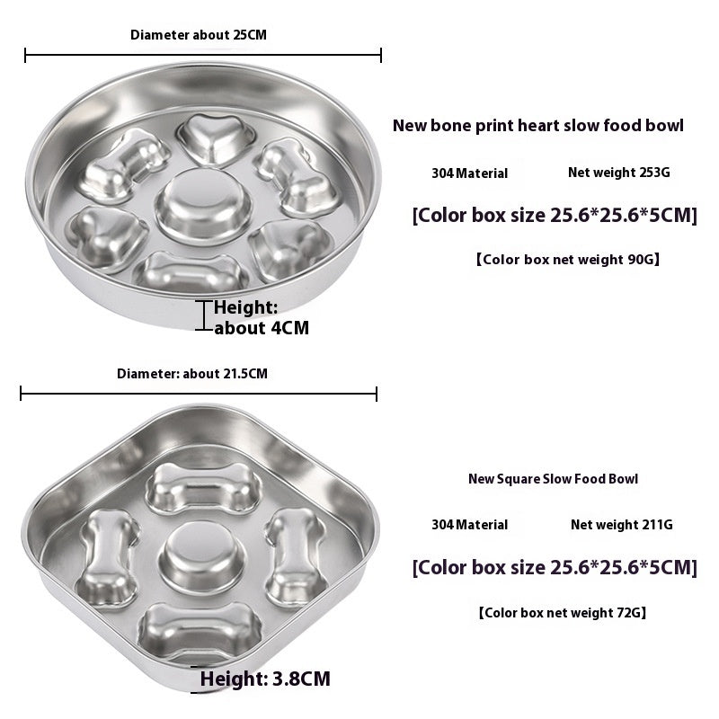 KFX-7582141 Non-slip Stainless Steel Slow Feeding Bowls for Pets in Various Styles