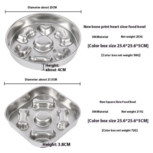 KFX-7582141 Non-slip Stainless Steel Slow Feeding Bowls for Pets in Various Styles
