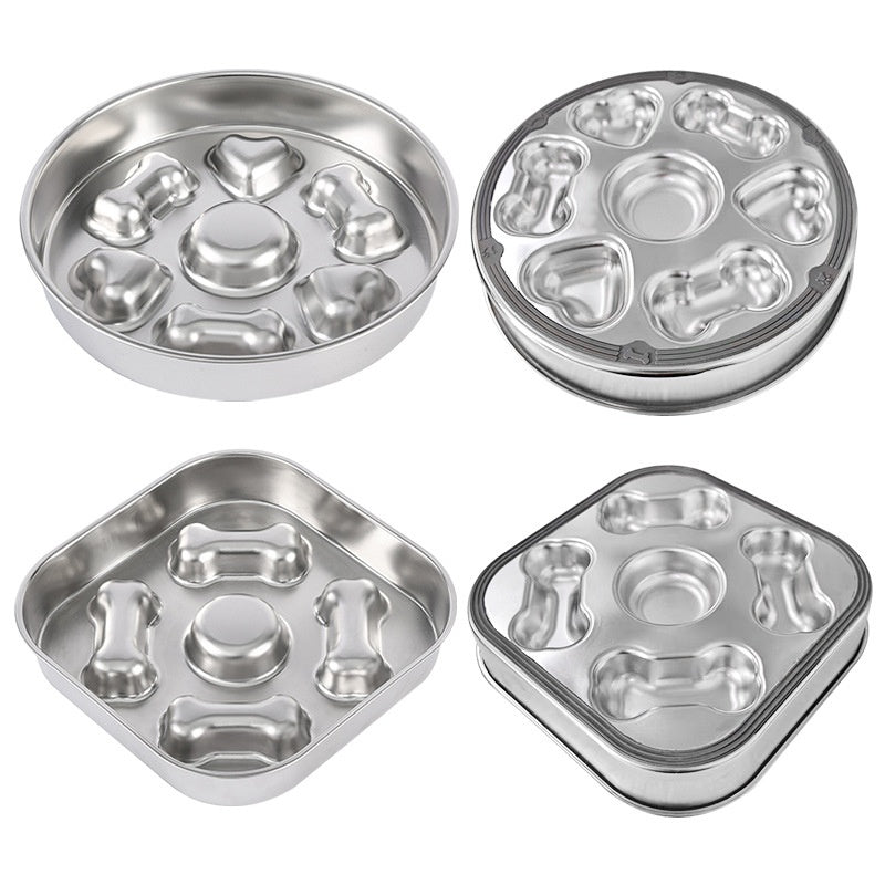 KFX-7582141 Non-slip Stainless Steel Slow Feeding Bowls for Pets in Various Styles