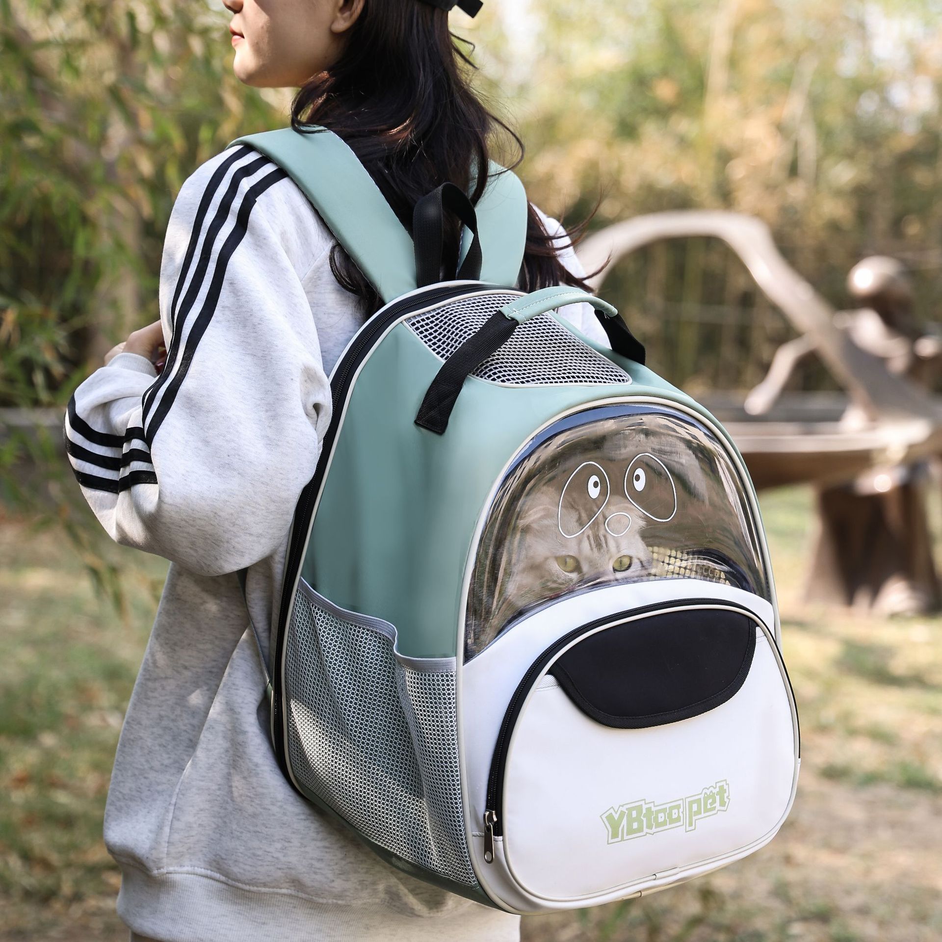 KFX-7582397 Portable Oxford Cloth Cat Backpack - Breathable Large Capacity Pet Carrier