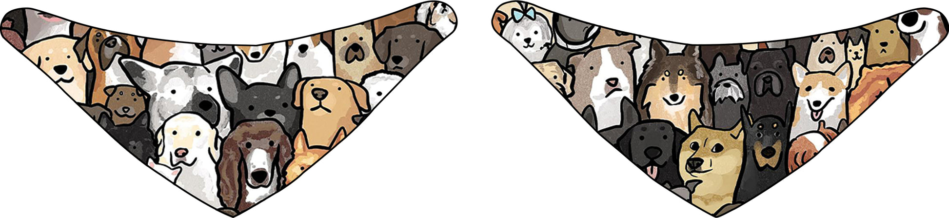 KFX-7582525 Reversible Pet Bandana in Random Patterns - Available in S, M, L Sizes, Made of Durable Polyester