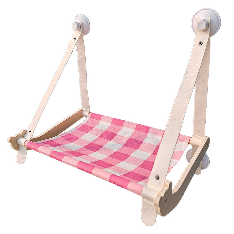 KFX-7583421 Durable Wooden Cat Window Hammock Bed with Stable Suction Cup Design