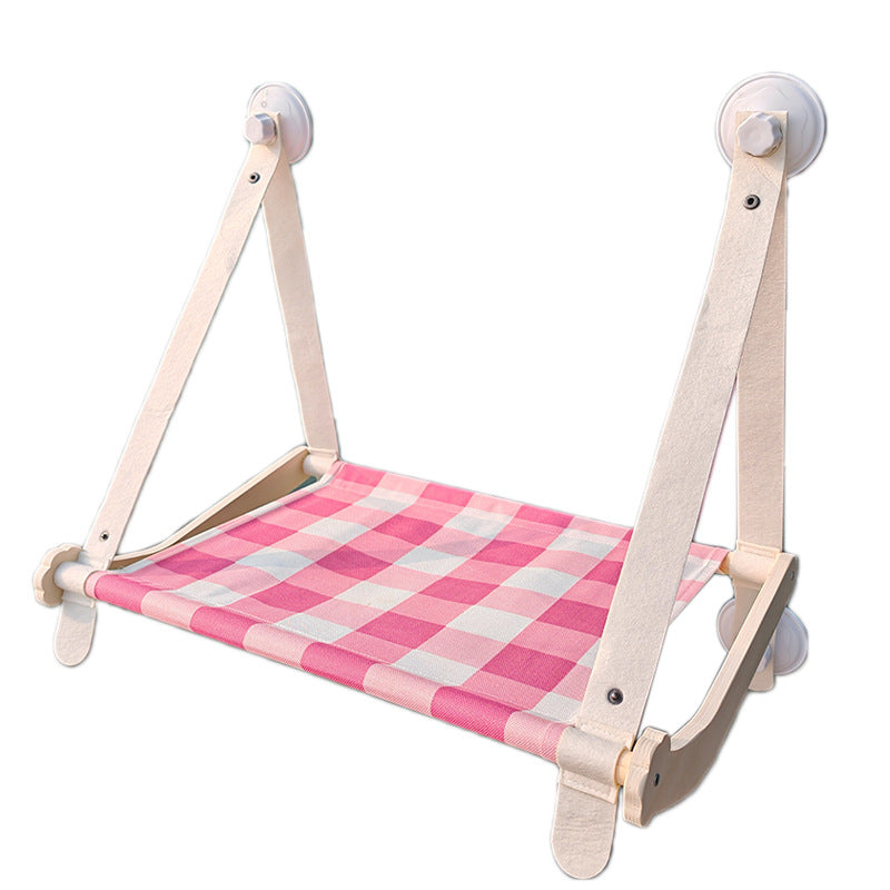 KFX-7583421 Durable Wooden Cat Window Hammock Bed with Stable Suction Cup Design