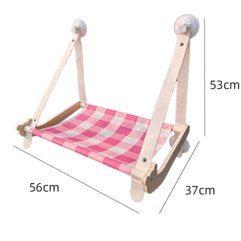 KFX-7583421 Durable Wooden Cat Window Hammock Bed with Stable Suction Cup Design