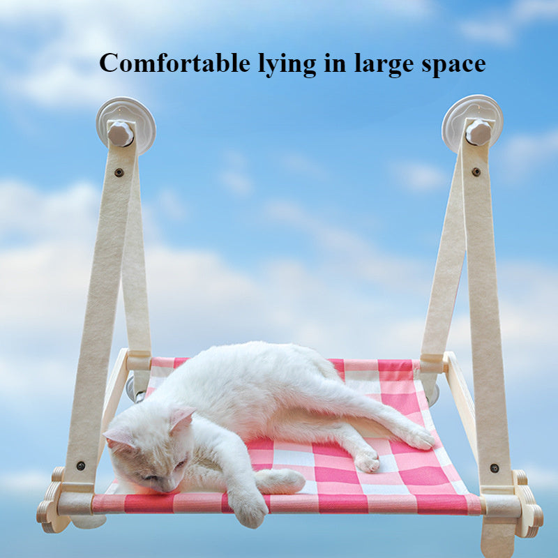 KFX-7583421 Durable Wooden Cat Window Hammock Bed with Stable Suction Cup Design