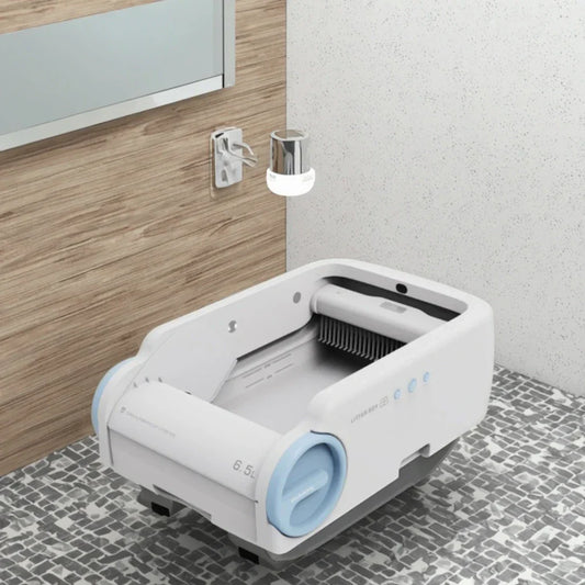 KFX-758355 Automatic Cat Litter Box with Large Capacity and Delayed Cleaning Function, Odor Control, Easy to Clean