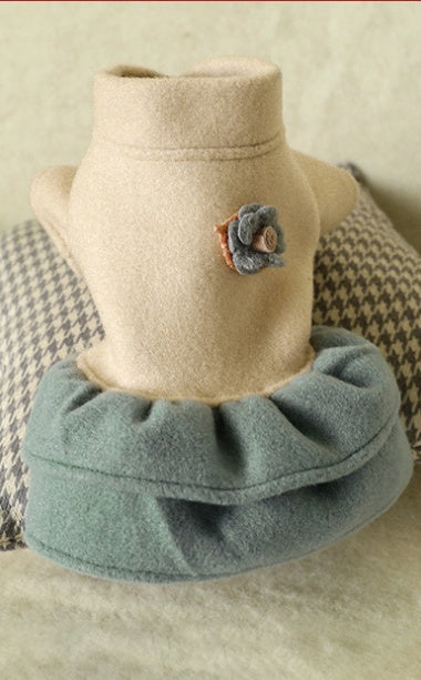 KFX-7584317 Cozy Casual Pet Woolen Dress - Polyester, European and American Style Skirt for All Pets